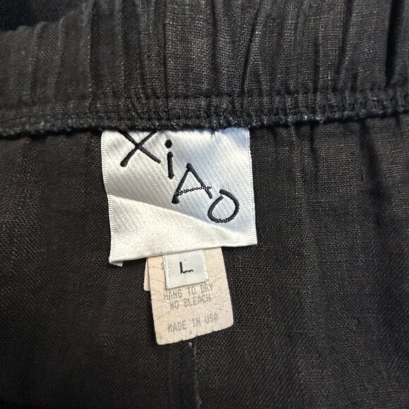 XiAo Womens High Rise Elastic Waist Linen Capri Crop Pants Large Pull-On Casual - Picture 3 of 9